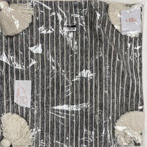 Pottery Barn Elodie Striped Pillow Cover With Tassels 18 x 18" Black/Ivory